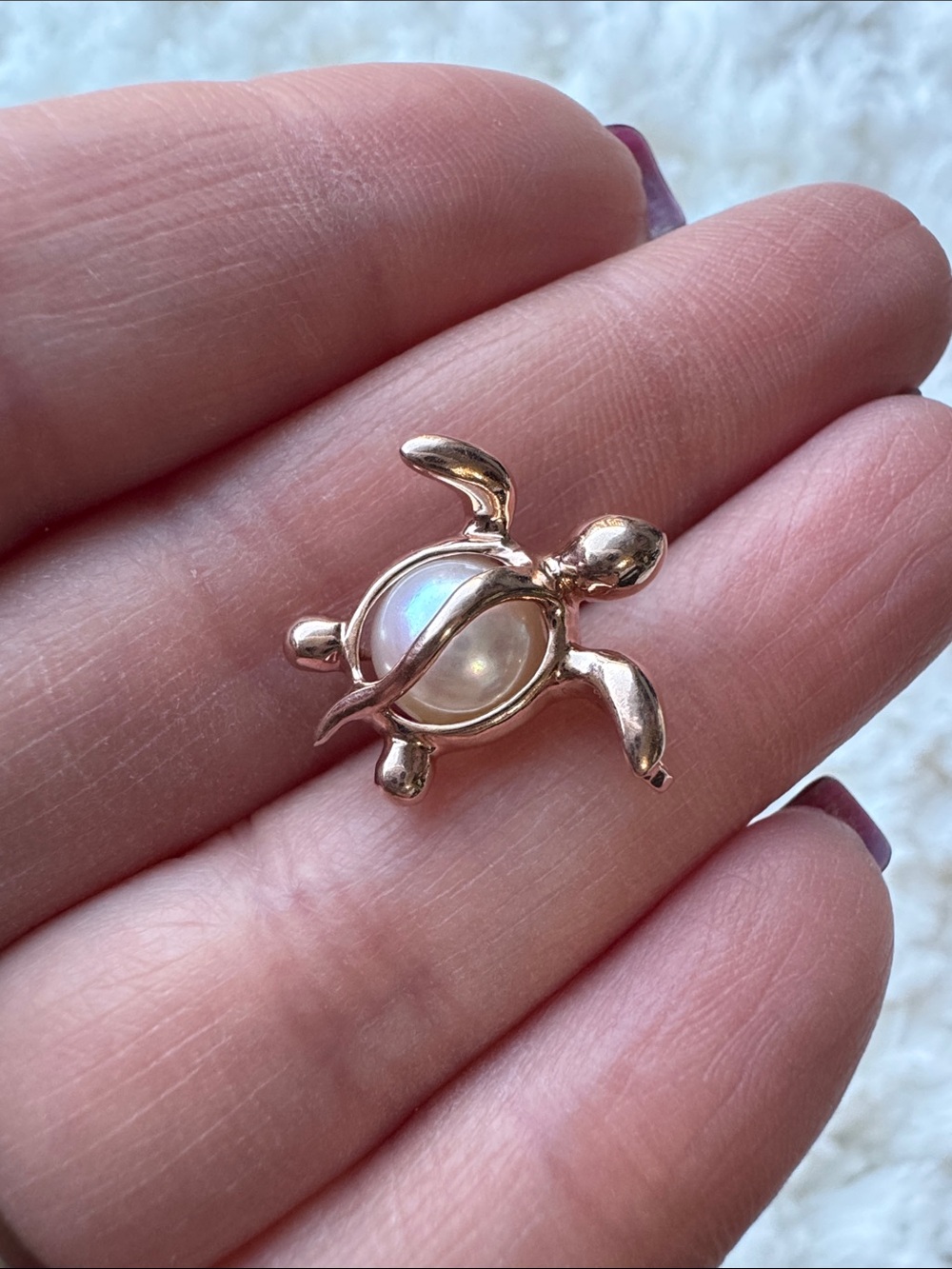 14k Rose Gold Turtle Pearl Cage Pendant